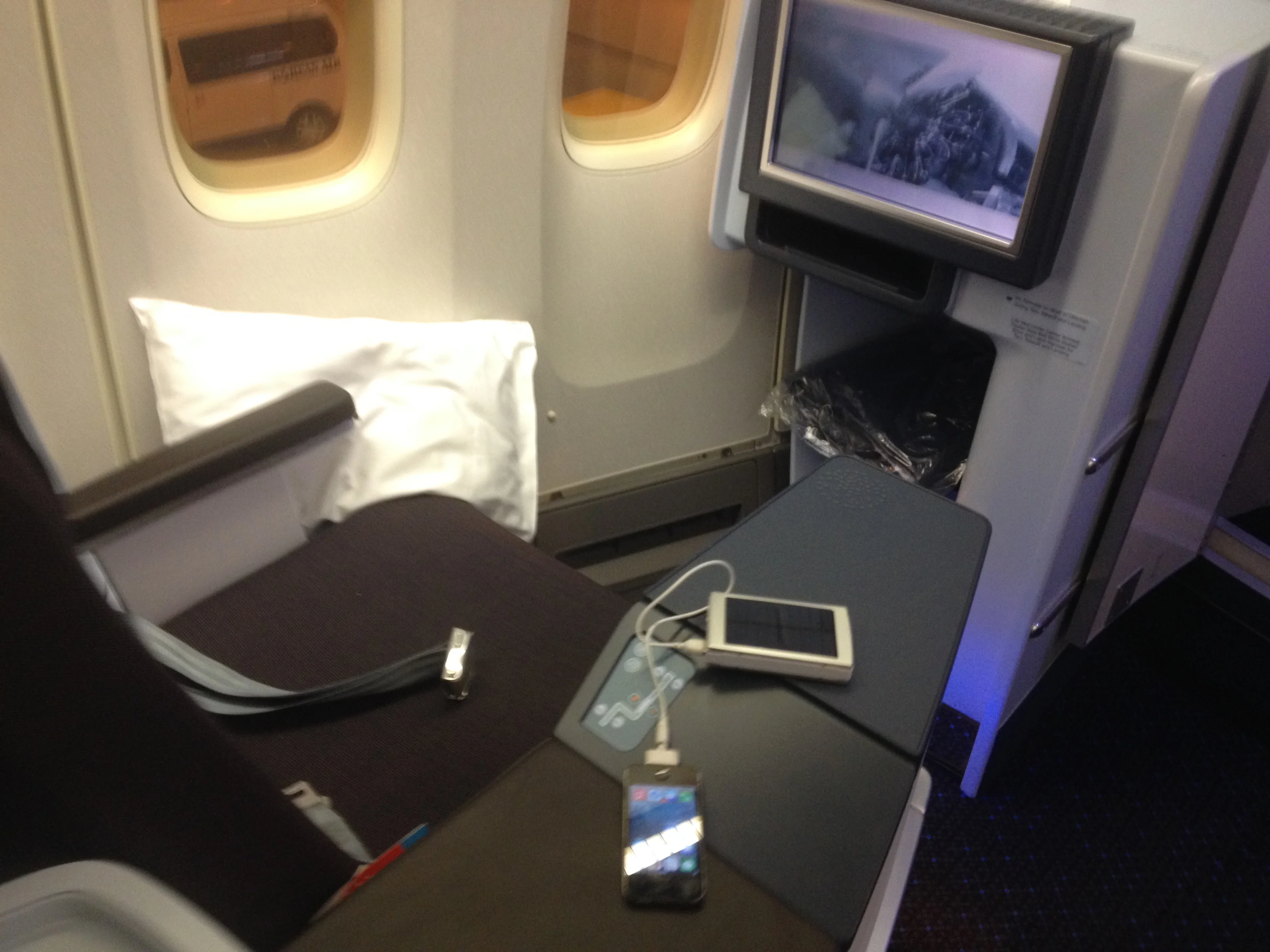 Sitz 1A in der 747 von Seoul nach Amsterdam